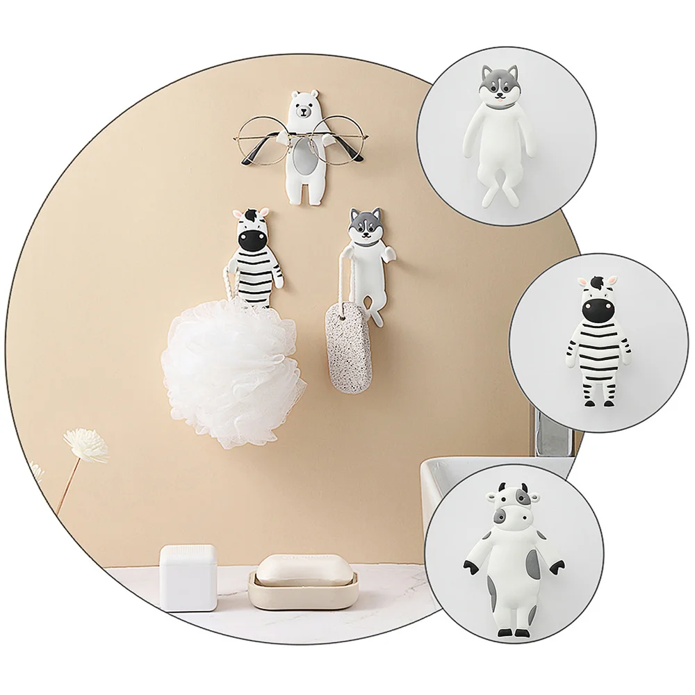 

4pcs Bendable Lightweight Adhesive Hooks WalL Hanger Animals for Home Bathroom Kitchen