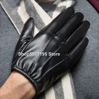 mens luxurious pu leather gloves driving black touch screen gloves fashion brand winter warm mittens new drop shipping