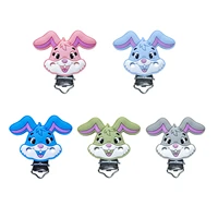 5 pcs bpa free baby rabbit silicone pacifier clips dummy teether chain cartoon animal bunny holder clip diy sensory toys clips