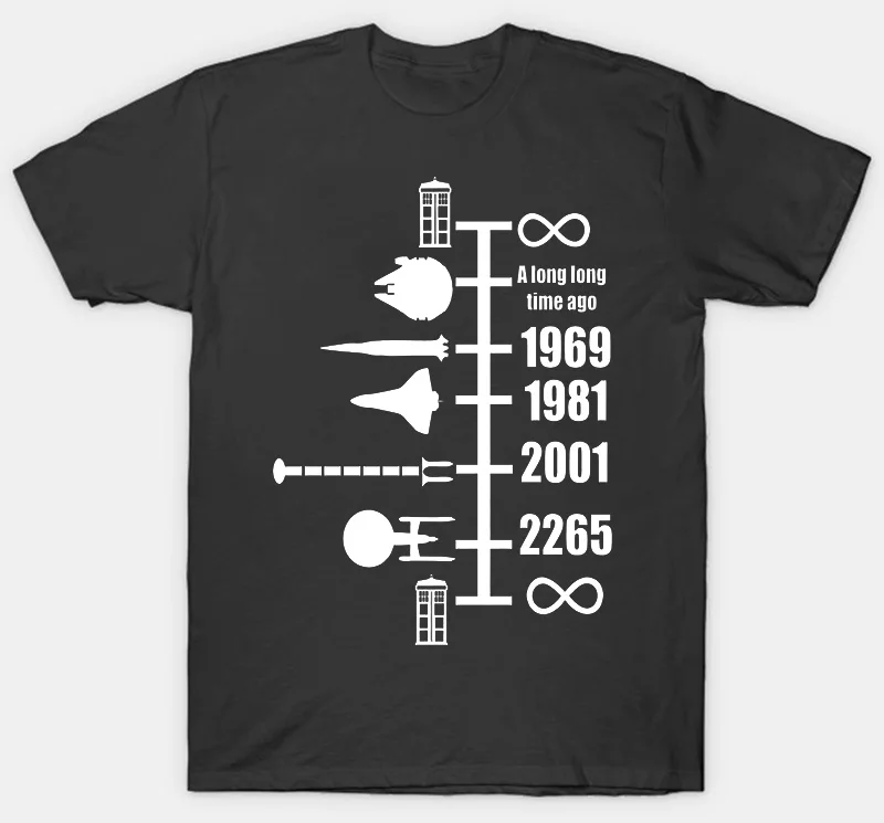 Космический корабль Timeline Футболка-вдохновлен Doctor Who Star Trek Funny - Цвет: Темно-серый