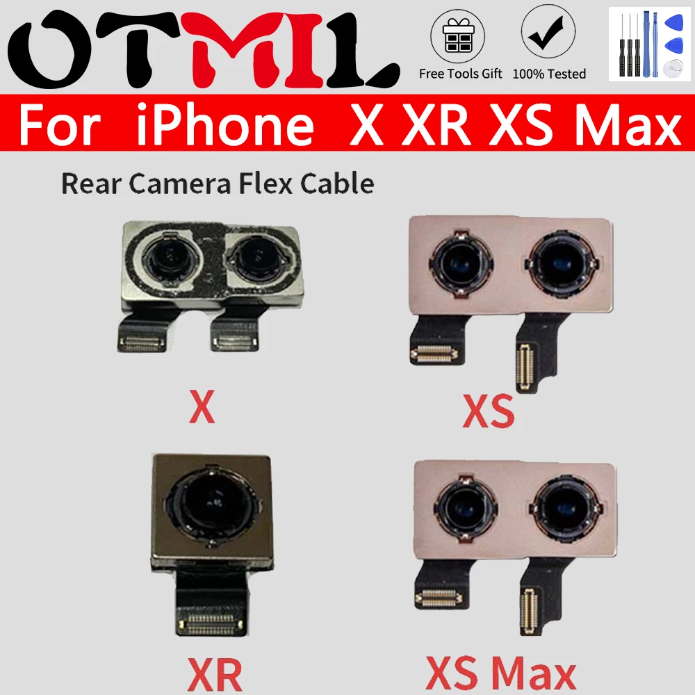 

Задняя камера для iPhone X, XR, XS Max, 100% оригинальная задняя камера, основной объектив, гибкий кабель, модуль вспышки, датчик, запасные части