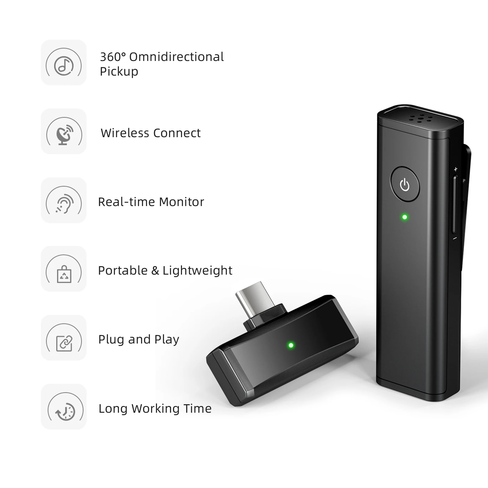 Компактный беспроводной петличный микрофон 2 4G со всенаправленным отворотом на