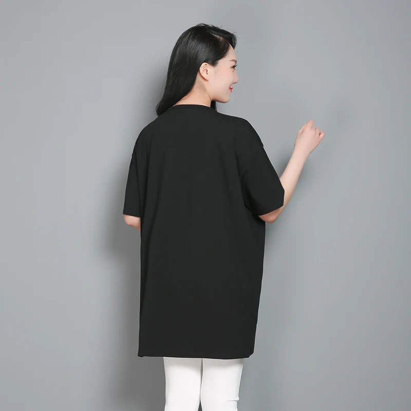 

Short-sleeved t-shirt female large size 150 kg pure cotton summer half-sleeved new fat mm loose maternity dress 3XL-6XL