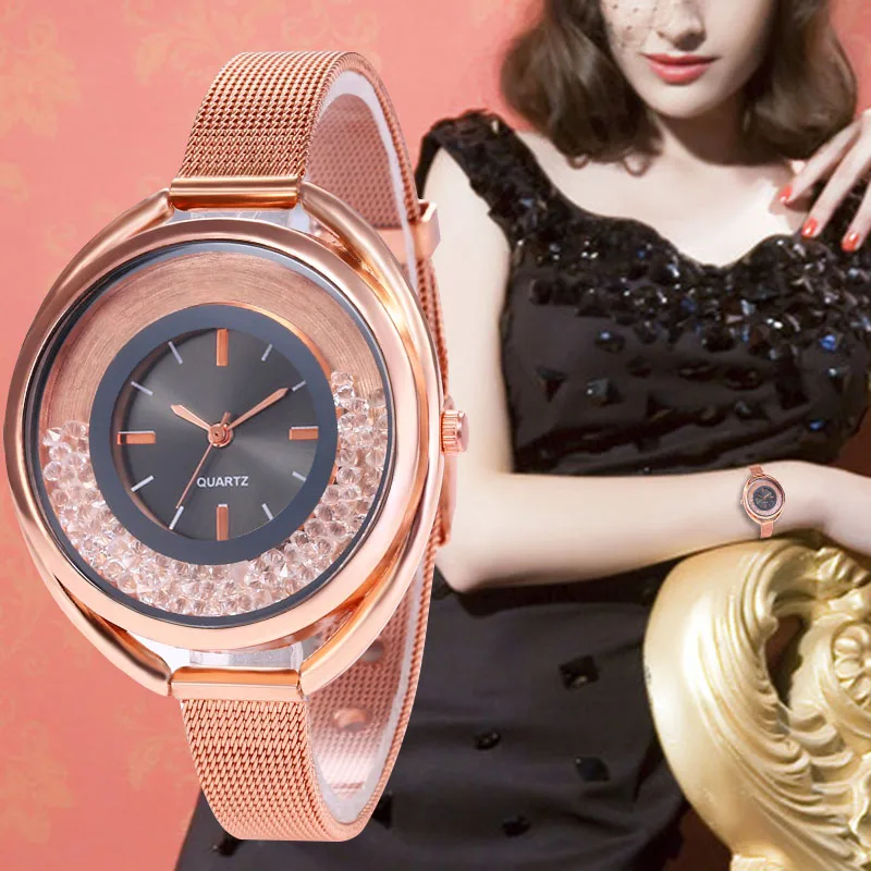 Роскошные женские часы с браслетом WJ-7817 модные кварцевые наручные из розового