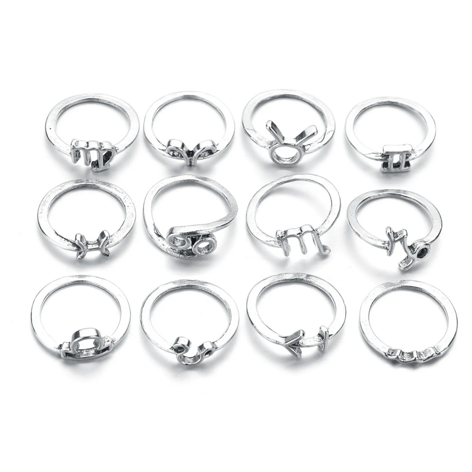 Minimalist Small Open Gold Silver Color 12 Star Signs Finger Rings Birthday Friendship Jewelry Gift Personality Zodiac Sign Ring | Дом и сад