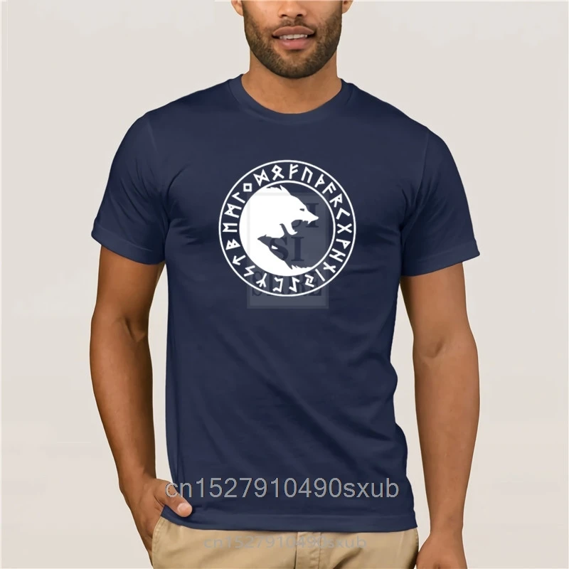 Футболка мужская с принтом Фенрир ин Янь в норвежский один викингов хлопковая