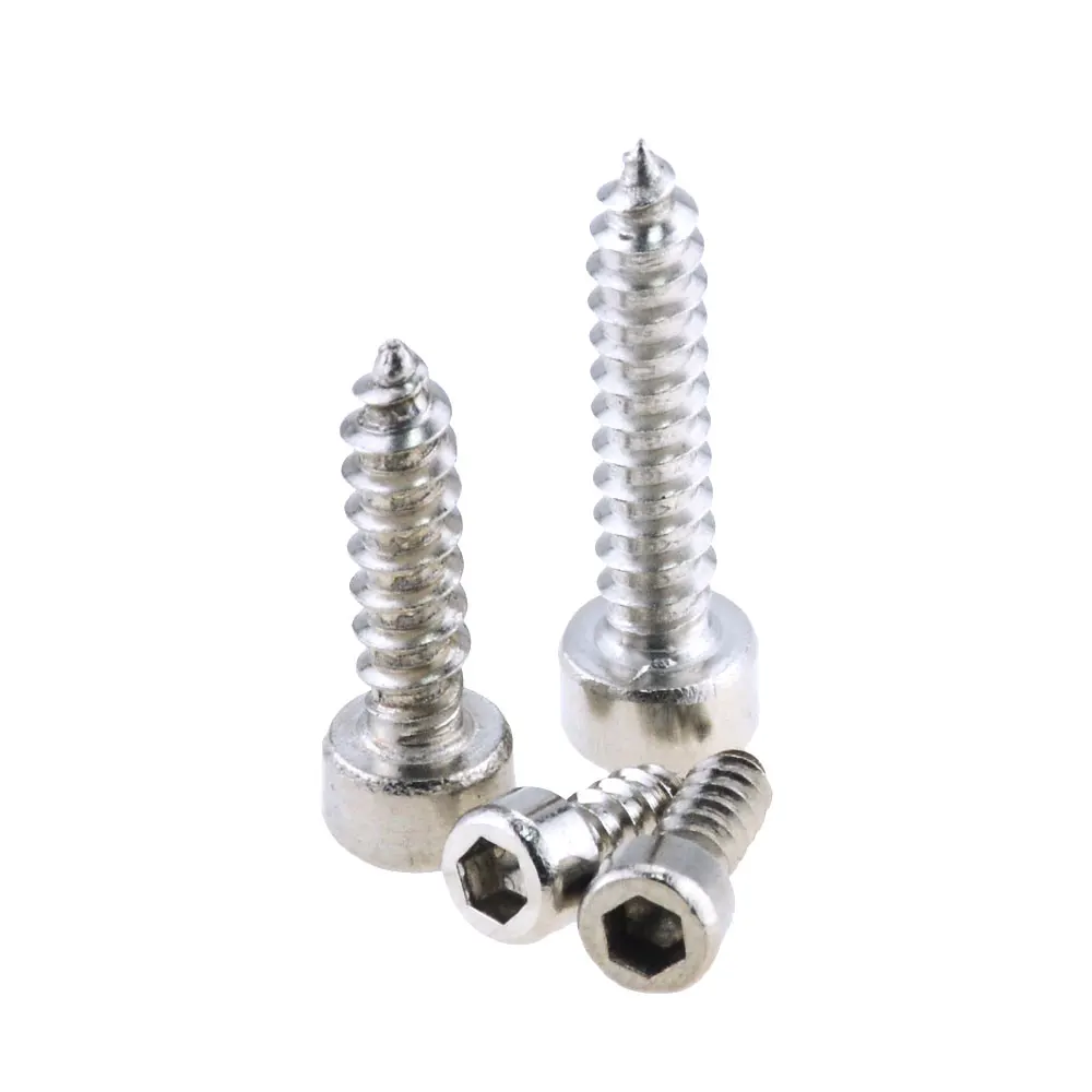 100pcs/Lot M2/M2.6/M3 Metric Thread 304 Stainless Steel Hex Socket Head Cap self tapping Screw Bolts | Обустройство дома