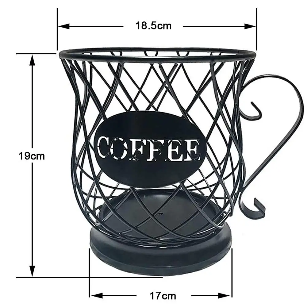 

Coffee Cup Mug Shape Storage Basket Fruit Snack Holder Metal Home Cafe Organizer