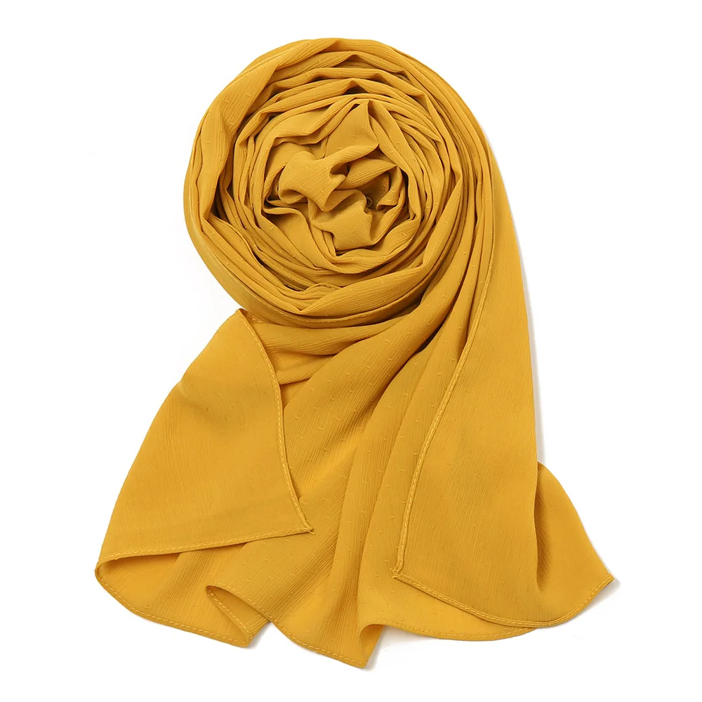 

1 Pcs Plain Gold Dot Pom Pom Bubble Chiffon Instant Hijab Lady Fashion Scarf Shawls Bufandas Muslim Scarves Wrap Headband Snood