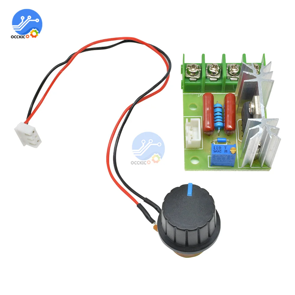 

AC 50-220V 2000W Motor Speed Controller Board SCR Voltage Regulator Dimming Governor Module with Potentiometer