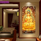 Алмазная вышивка, круглая квадратная Бриллиантовая живопись стразы, имитация китайского золота, Будды