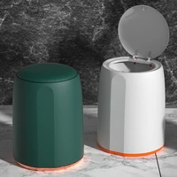 cute plastic waste bin nordic green living room waterproof round trash can office accessories cubo basura home products dg50ws