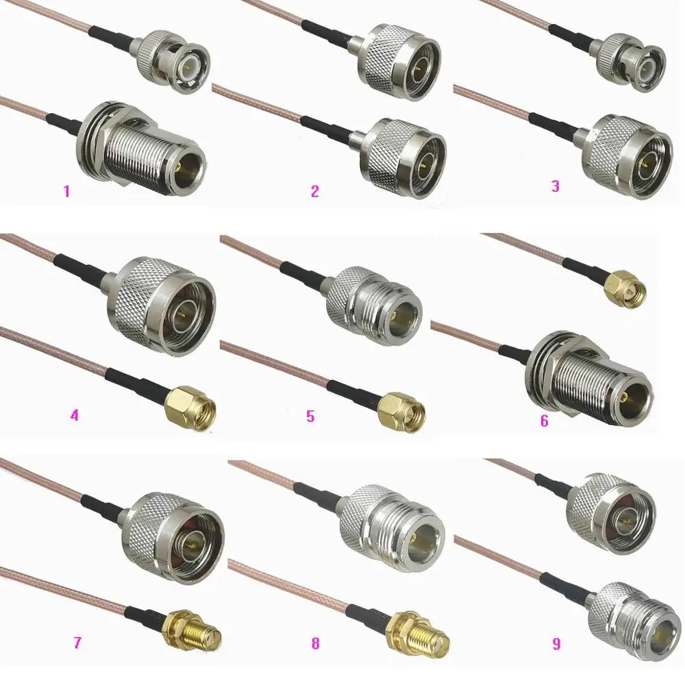 

1 шт. RG316 кабель N к SMA / N / BNC штекер и женский разъем прямой & переборка разъем RF джемпер Pigtail прямой 4 дюйма ~ 10 футов