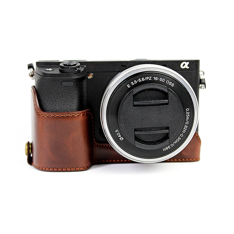 Handmade PU Leather Half Camera Case bag Cover for Sony Alpha A6000 A6300 ILCE-6300 Bottom Opening Version | Электроника