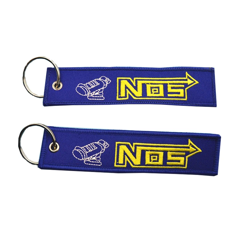 

Keychain Blue Custom Logo Embroidered Motorcycle Key Tag Keyring Custom Tag