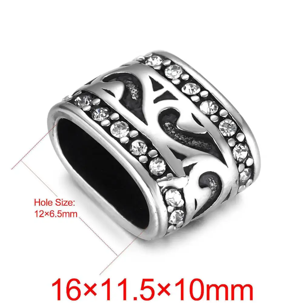 Бусины-слайдеры из нержавеющей стали для изготовления кожаных браслетов-шармов