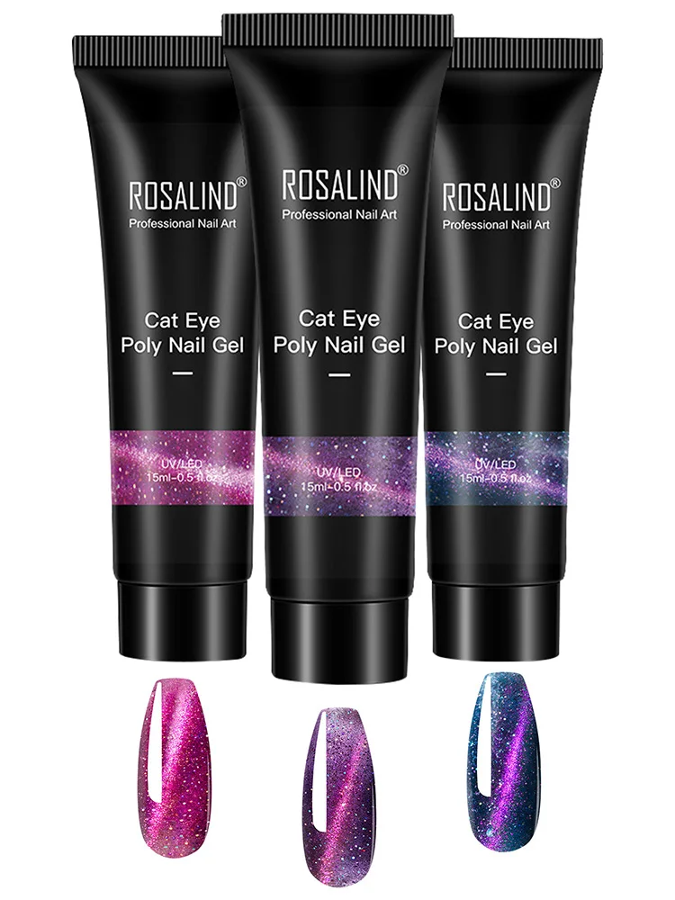 

ROSALIND Glitter Nail Gel Nail Extension Gel Cat Eye Jelly Gel UV Building Enhancement Manicure Tips Nails Art 3Pcs