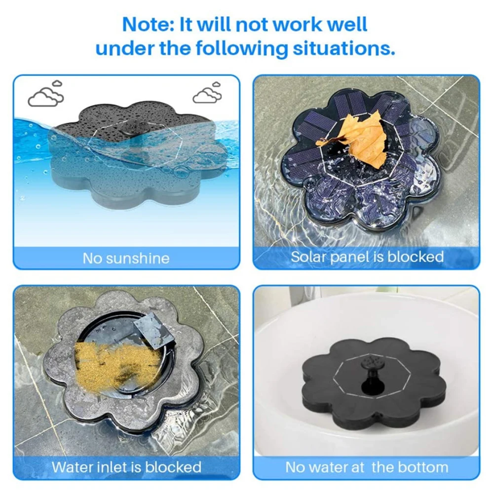 

Garden Bird Bath Pool With Nozzles Decoration Fountain Pump Outdoor Mini Floating Fish Tank Solar Powered Accessories Aquarium