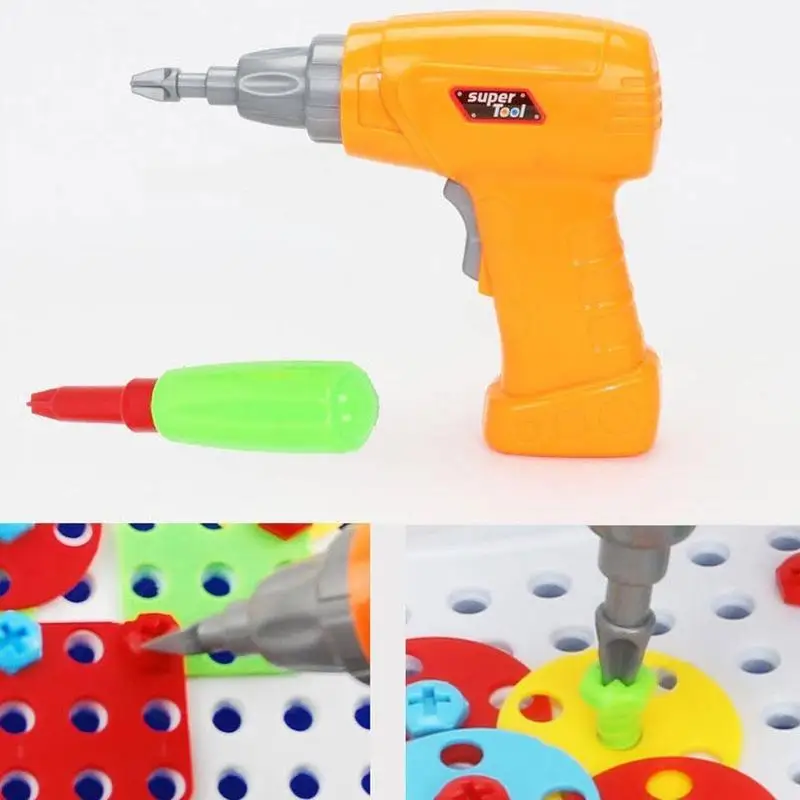 

Drilling Screw 3D Creative Mosaic Puzzle Toys For Children Set DIY Boys Toy Electric Toys Bricks Building Educational Kids Y8Y6
