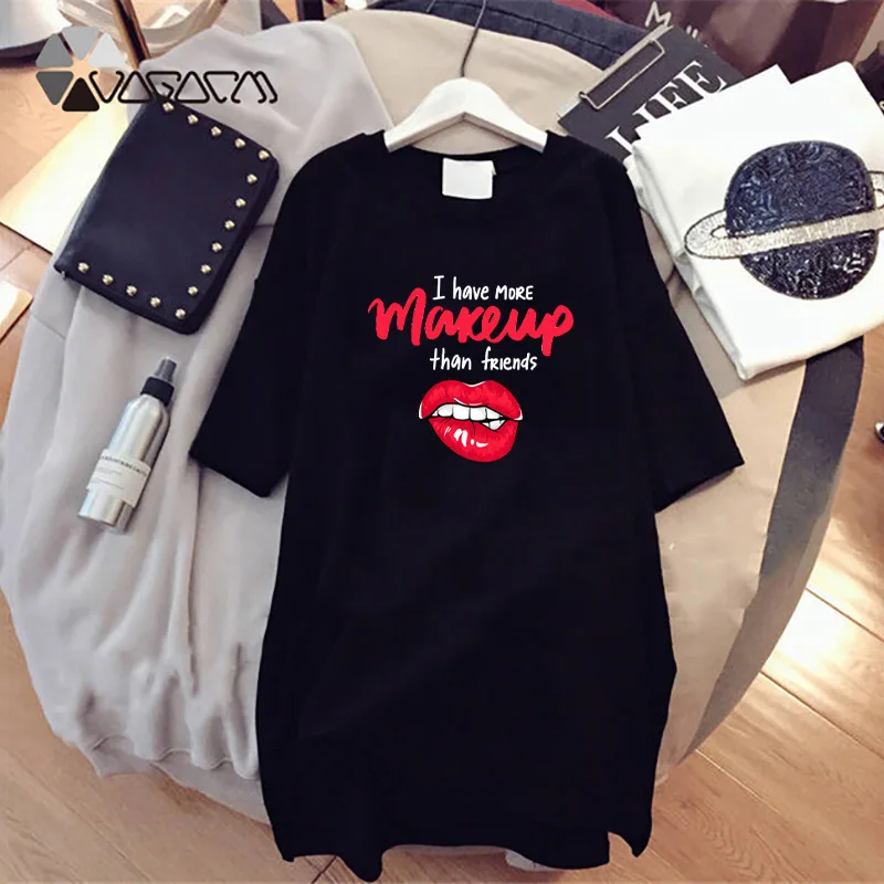 

Casual Women Dress Summer Sexy Lips Print Plus Size Letter Party T-Shirt Dresses Korean Short Sleeve O-Neck Pullover Streetwear