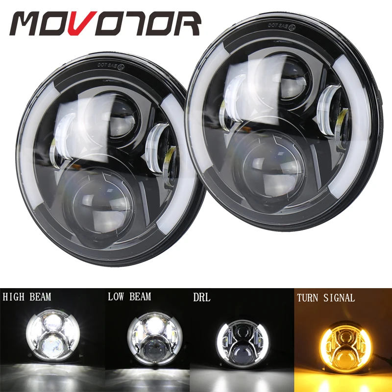 Белый и желтый сигнал поворота 7 дюймов светодиодные фары для джипа Wrangler JK 2007