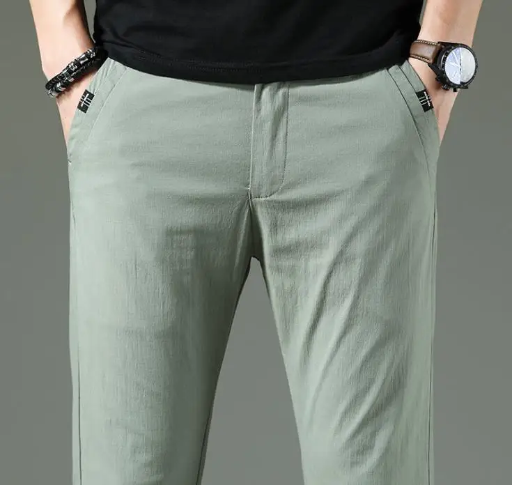 Брюки мужские летние тонкие дышащие свободные штаны для отдыха длинные молодых