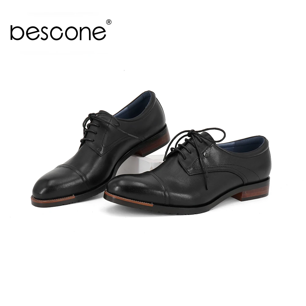 BESCONE/Мужская обувь для взрослых Классическая однотонная деловая с круглым носком