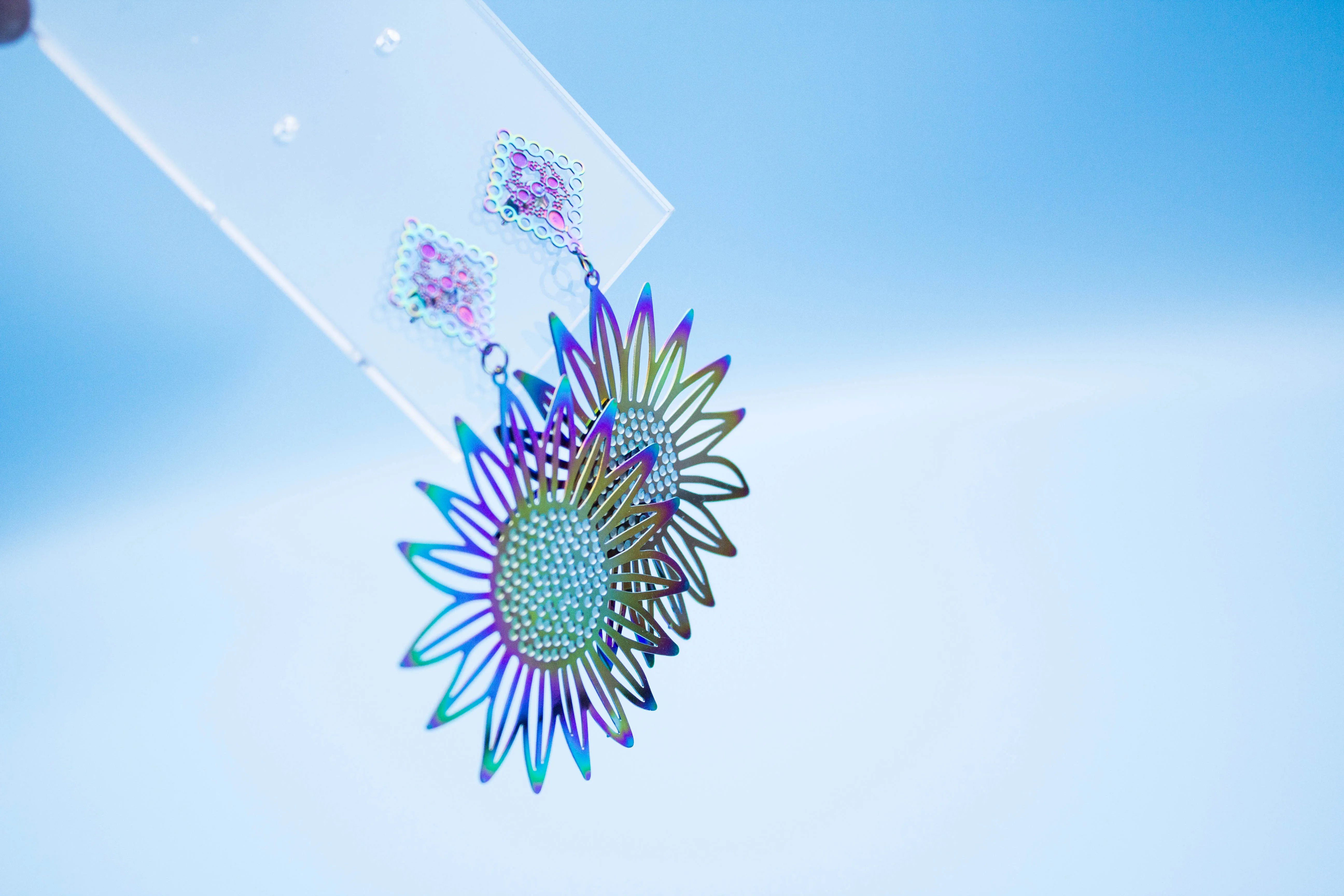 Градиентные Разноцветные серьги с большим цветком для женщин хризантемами