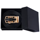 Мужские ремни в коробке, черные кожаные мужские ремни для сына, отца, металлические автоматические пряжки, храповое платье, джинсы, пояс, скользящий ремень, подарок