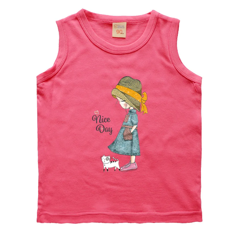 Summer Cartoon Harajuku Princess Print Baby Girls sleeveless T Shirt Funny Casual Clothes multiple colour Children Tshirt Tops | Детская