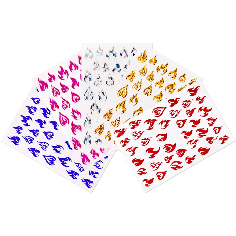 3D Nail Art Decorations Flame Sticker Design Sliders Nailart Self-Adhesive Fire Foil matrica for Manicure Deco Tips | Красота и
