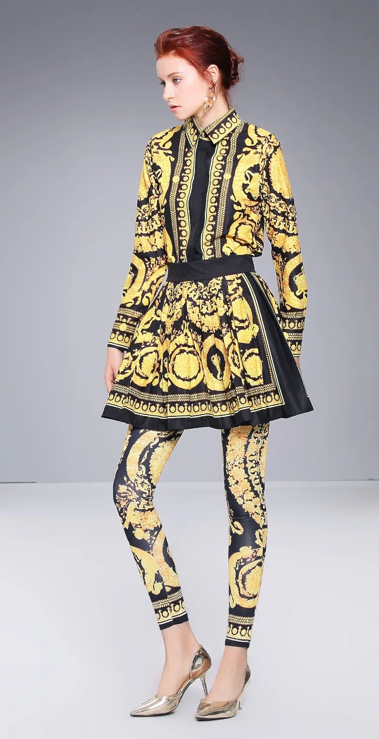 Женские комплекты из 3 предметов винтажный топ с барочным принтом в стиле ретро