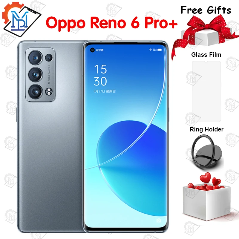 New Original OPPO Reno 6 Pro + Plus 5G Mobile Phone 6.55 Inches AMOLED 90Hz 8GB+128GB Snapdragon 870 Android 11 NFC Smartphone