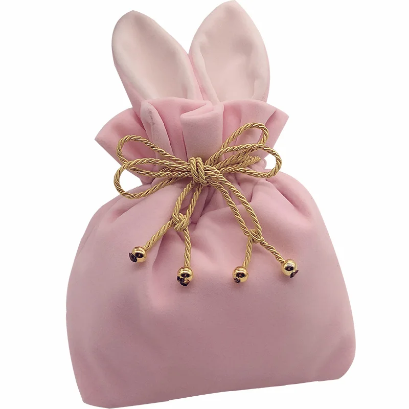 Розовые милые бархатные коробки для конфет 20x20x5 см подарочный пакет с кроликом на