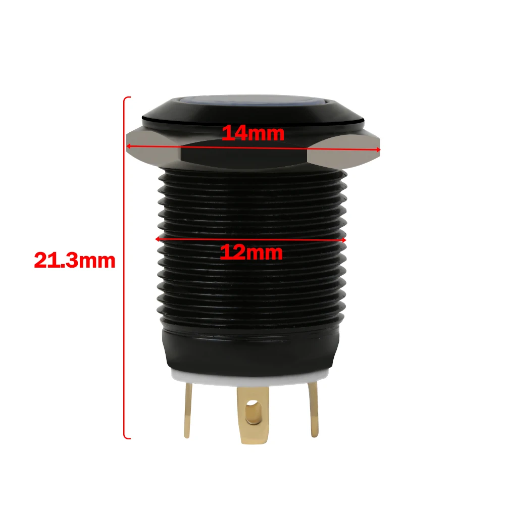 New Waterproof Momentary type Black 12v 4 Pin 12mm Led Light Metal Push Button Switch | Автомобили и мотоциклы