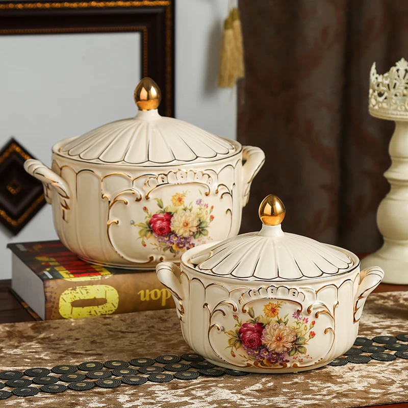 Свадебное украшение керамическая чаша для супа противоожоговая двойная крышка