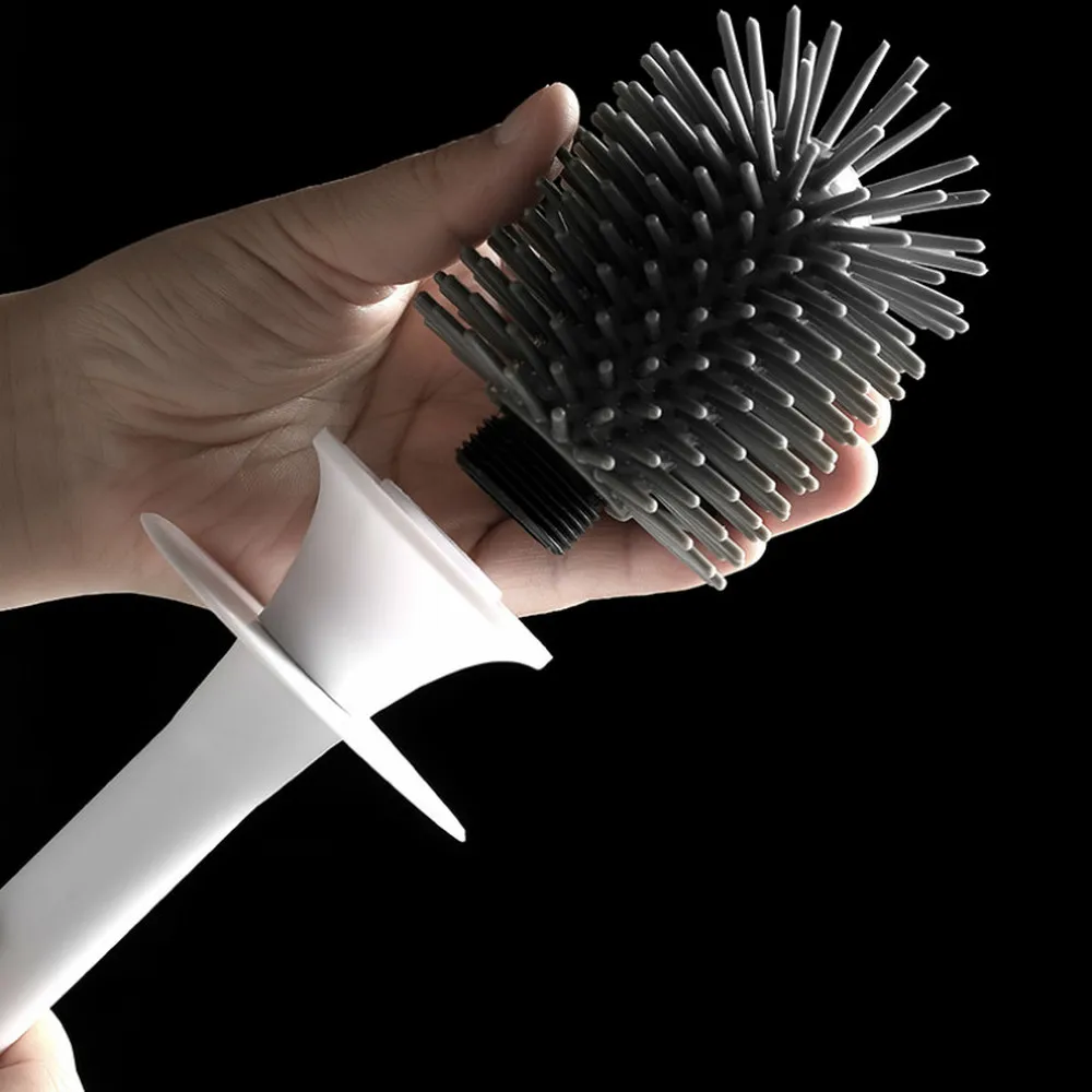 

Silicone Toilet Brush with Soft Bristle Bathroom Toilet Brush and Bracket Cover Cleaning Tool Durable Thermoplastic Rubber WF