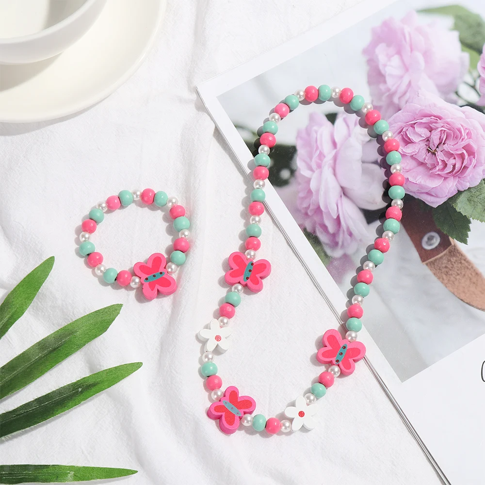 1 комплект бусы для девочек игрушки ожерелье браслет бабочки цветы дети колье