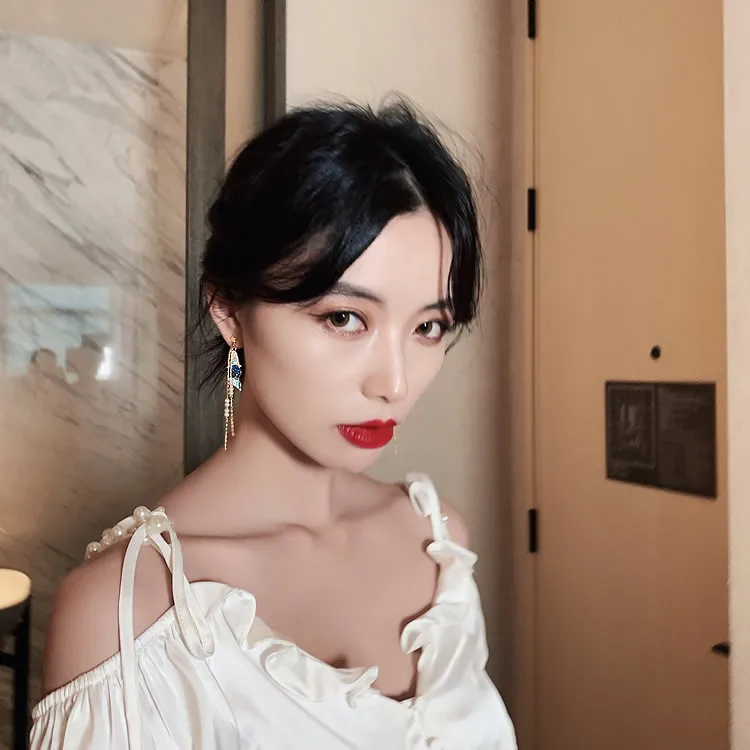 

Korean New Sea Daughter Super Fairy Mermaid Dangle Earrings Asymmetric Pearl Shell Tassel Earrings Brincos Bijoux Girl Ocean