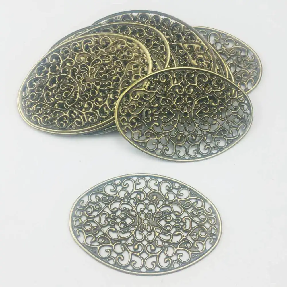 bronze 37x55mm 20pcs Филигранное металлическое эллипс украшение для самостоятельного изготовления ювелирных изделий Аксессуары - Цвет: bronze 37x55mm 20pcs