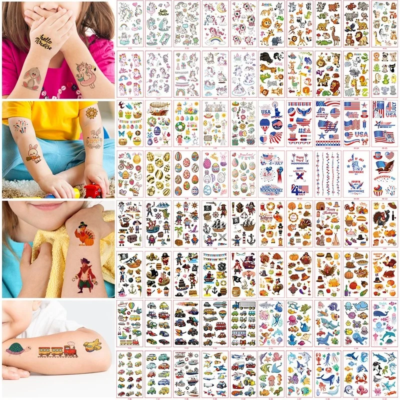 

10 Sheets/Set Children Cute Cartoon Unicorn Temporary Tattoo Stickers Baby Shower Kids Body Makeup Sticker Tattoos