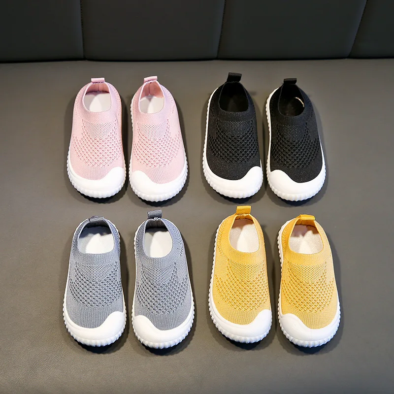 Кроссовки для мальчиков и девочек вязаная спортивная обувь на плоской подошве