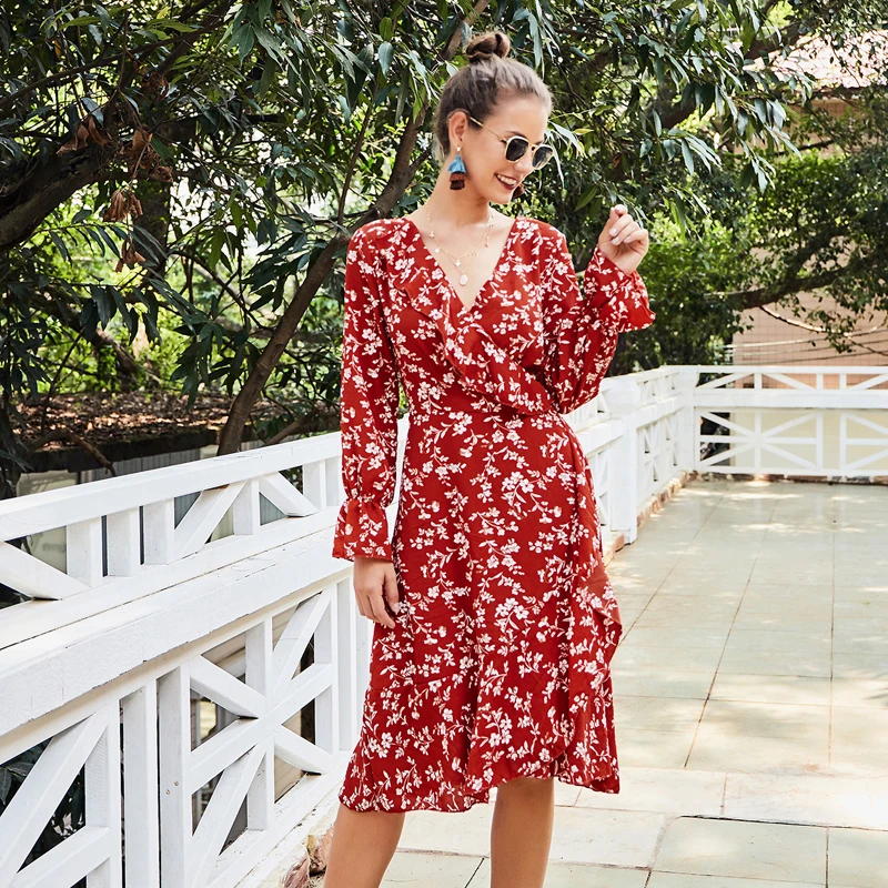 Женское платье длиной до колена летнее для выпускного вечера с длинным рукавом