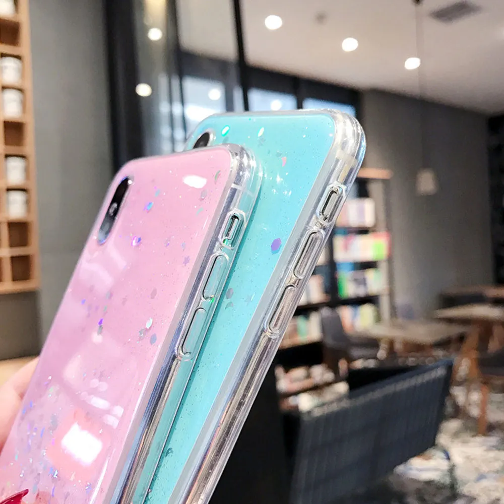 Чехлы для телефонов iPhone XS Max XR X 10 8 7 6 6S Plus Блестящий мягкий прозрачный силиконовый