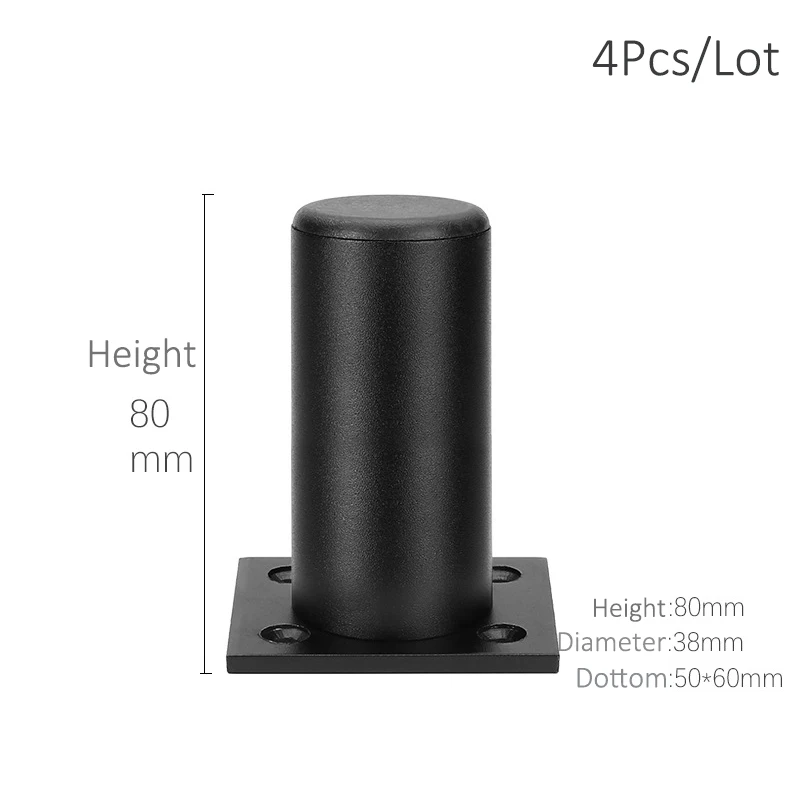 Height 8cm - Black Утолщенные Регулируемые Алюминиевые ножки для мебели, ножки для шкафа 6-30 см, подставка для шкафа телевизора, ножки для ванной комнаты, ножки для дивана, набор из 4 предметов - Цвет: Height 8cm - Black