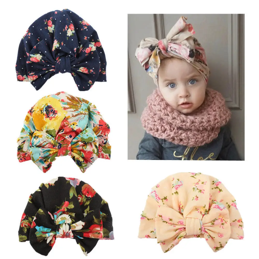 

Newborn Baby Girls Flower Bonnet Hat Cap with Big Bow for Infant Toddler Kids Cute Baby Clothing