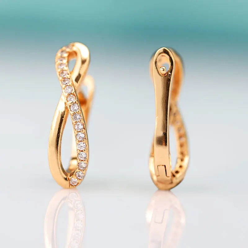 Trendy Gold Infinity Geometric Stud Earrings for Women - 8 Shape Cubic Zirconia Ear Studs, Ideal for Wedding Parties, Jewelry Charm Gifts image 5