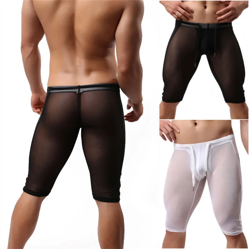 

Underwear Men Boxer Ropa Interior Masculina Transparent Shorts Men Cuecas Masculinas Mesh Transparent Nylon Fitness Pants 2021