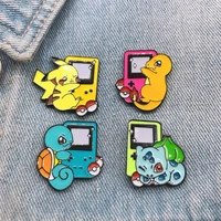 cute japanese style anime movies pokemon badge pikachu enamel pins game lapel pin animal brooch gifts for fans friend wholesale