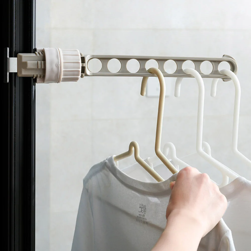 

Indoor Outdoor 8 Holes Clothes Hanger Window Frame Clip Drying Racks Balcony Clothes Hanging Rod Rail No Drilling Laundry Dryers